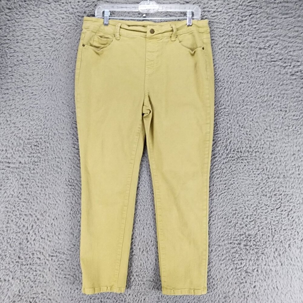 Soft Surroundings Jeans Womens Medium Petite Green Stretch Mid Straight *GUC* - Picture 1 of 11